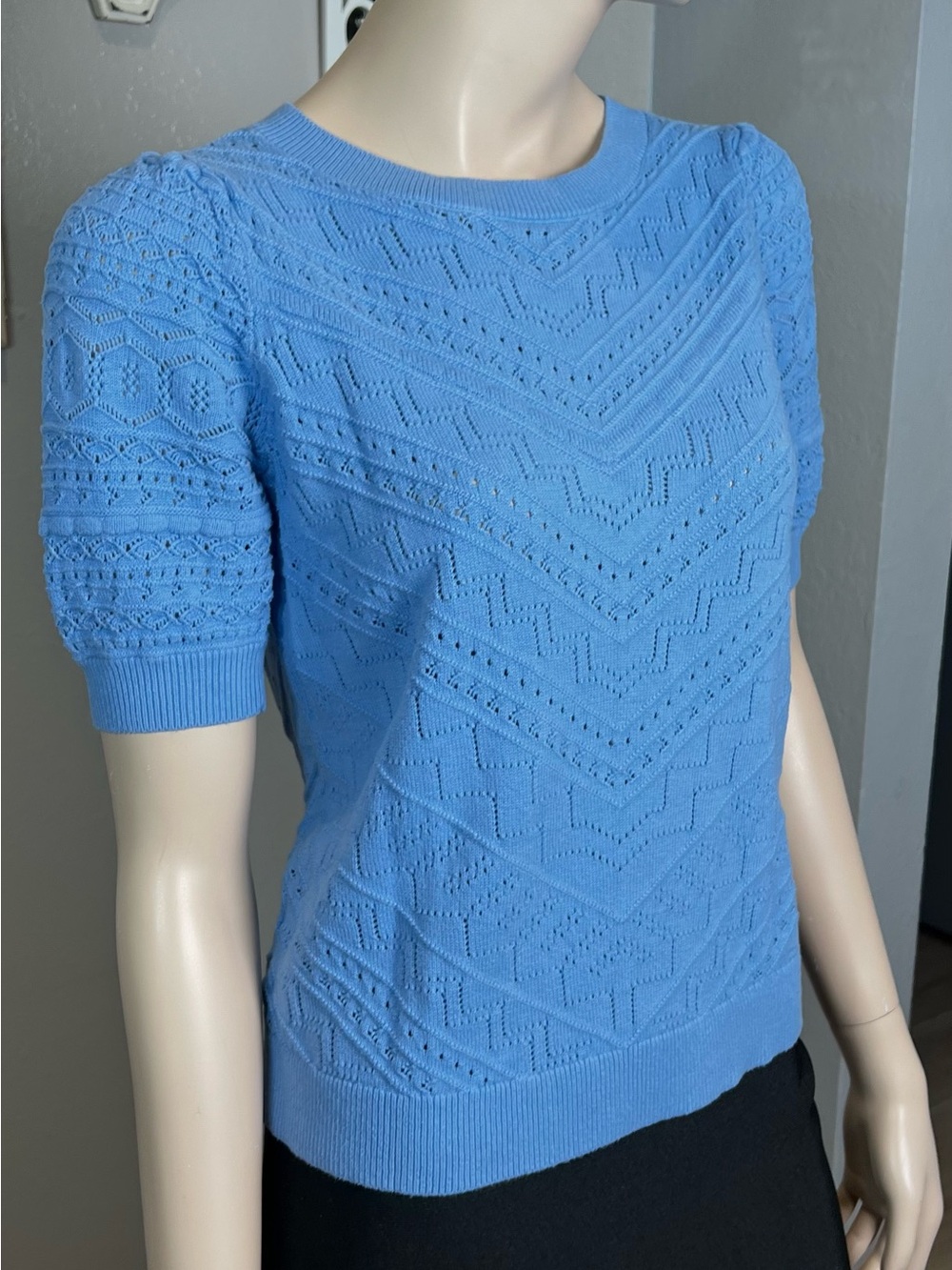 LOFT Sky Blue Knit Short Sleeve Top - Picture 4 of 12